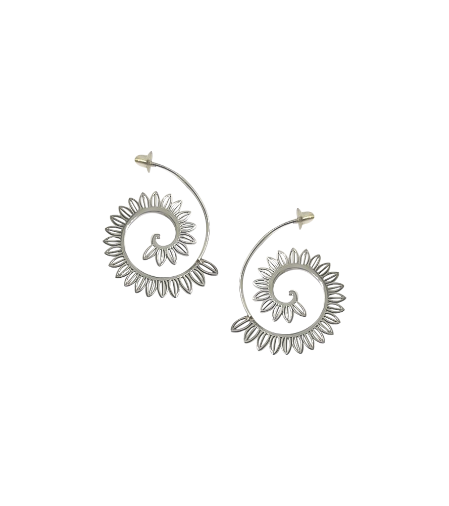 Aretes de plata hojas