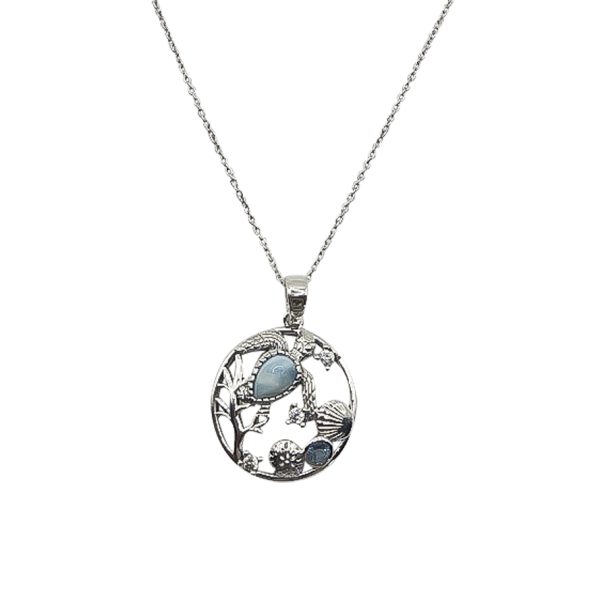 Collar Larimar y topacio azul fondo del mar