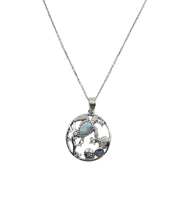 Collar Larimar y topacio azul fondo del mar