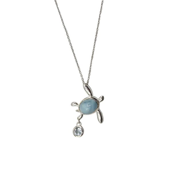 Collar de Larimar tortuga y topacio azul