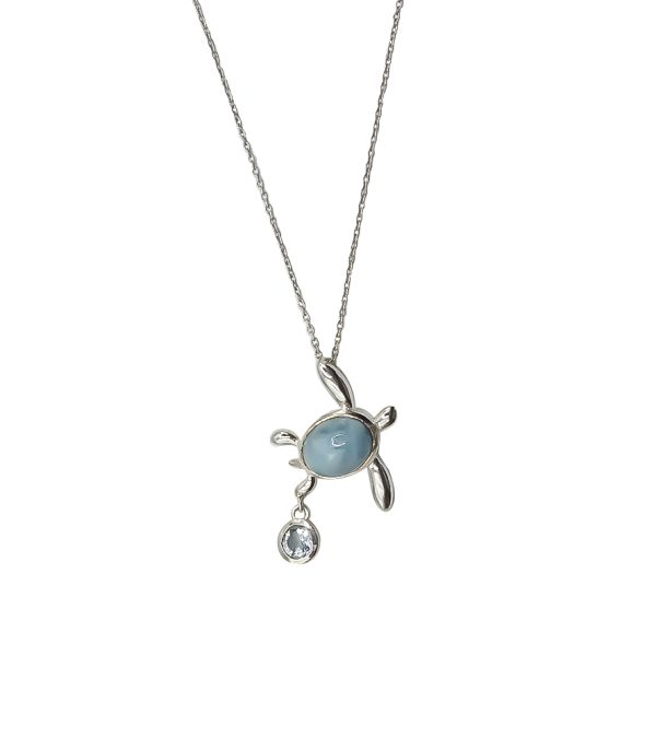 Collar de Larimar tortuga y topacio azul