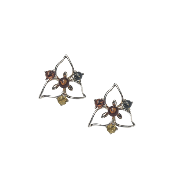 Aretes Ámbar Flor Multitono