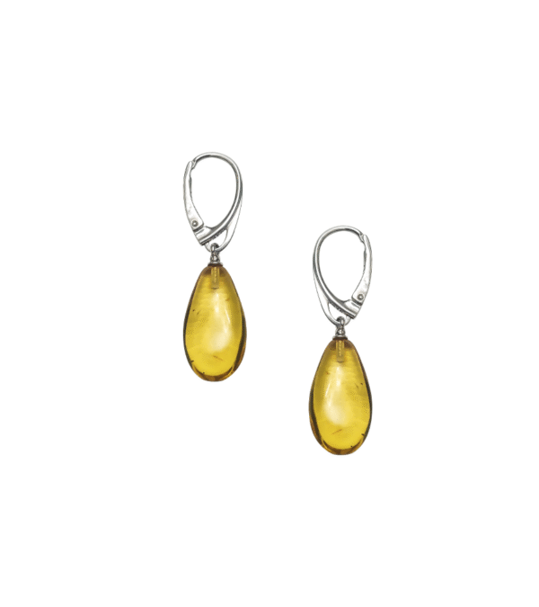 Aretes Ámbar Resina Dorada